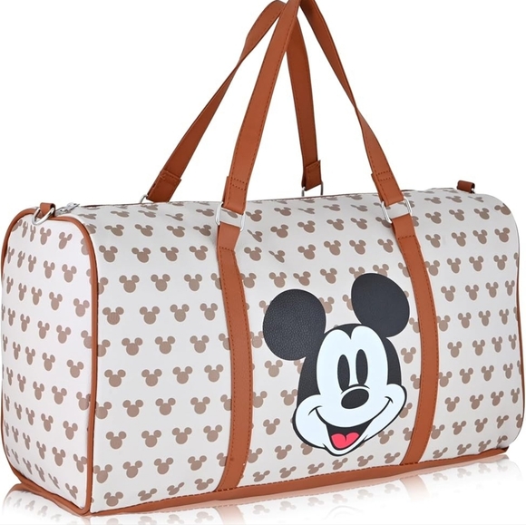 Disney Other - Mickey Mouse Patterned Duffel Bag - Brown and White